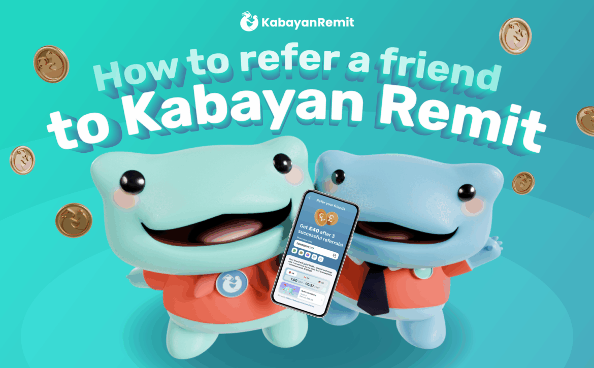 Remie and Richie showing the referral link screen of the Kabayan Remit app