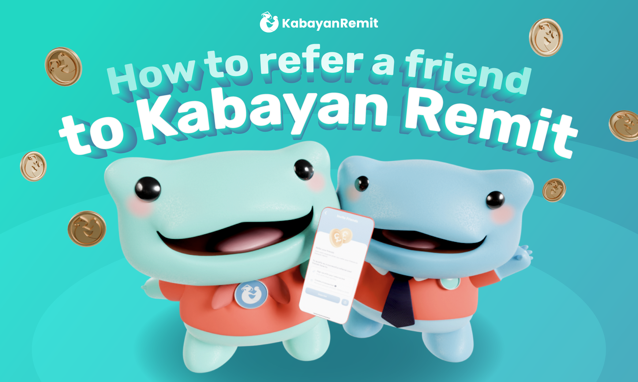 Remie and Richie showing the referral link screen of the Kabayan Remit app