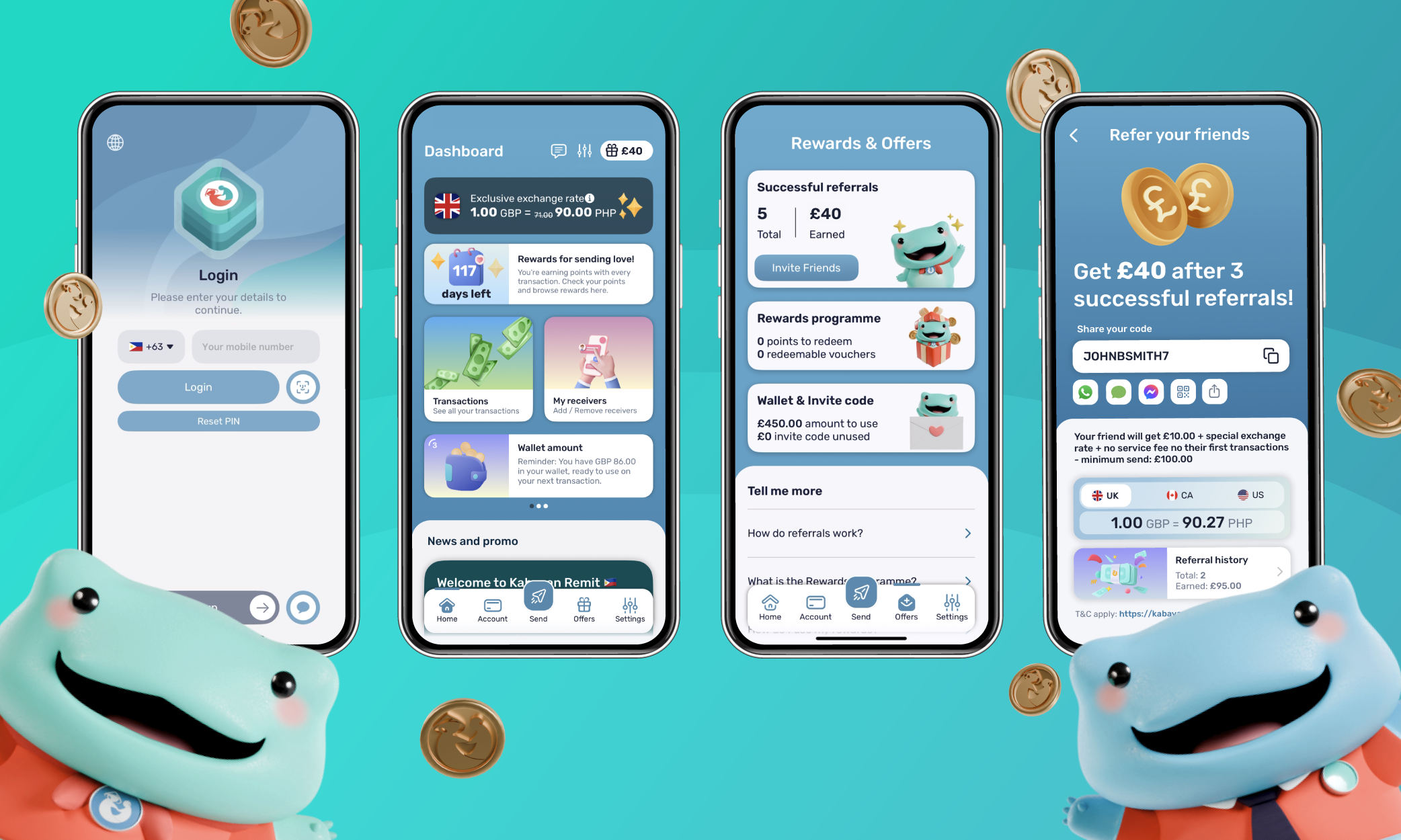 Step-by-step visuals of how to refer a friend