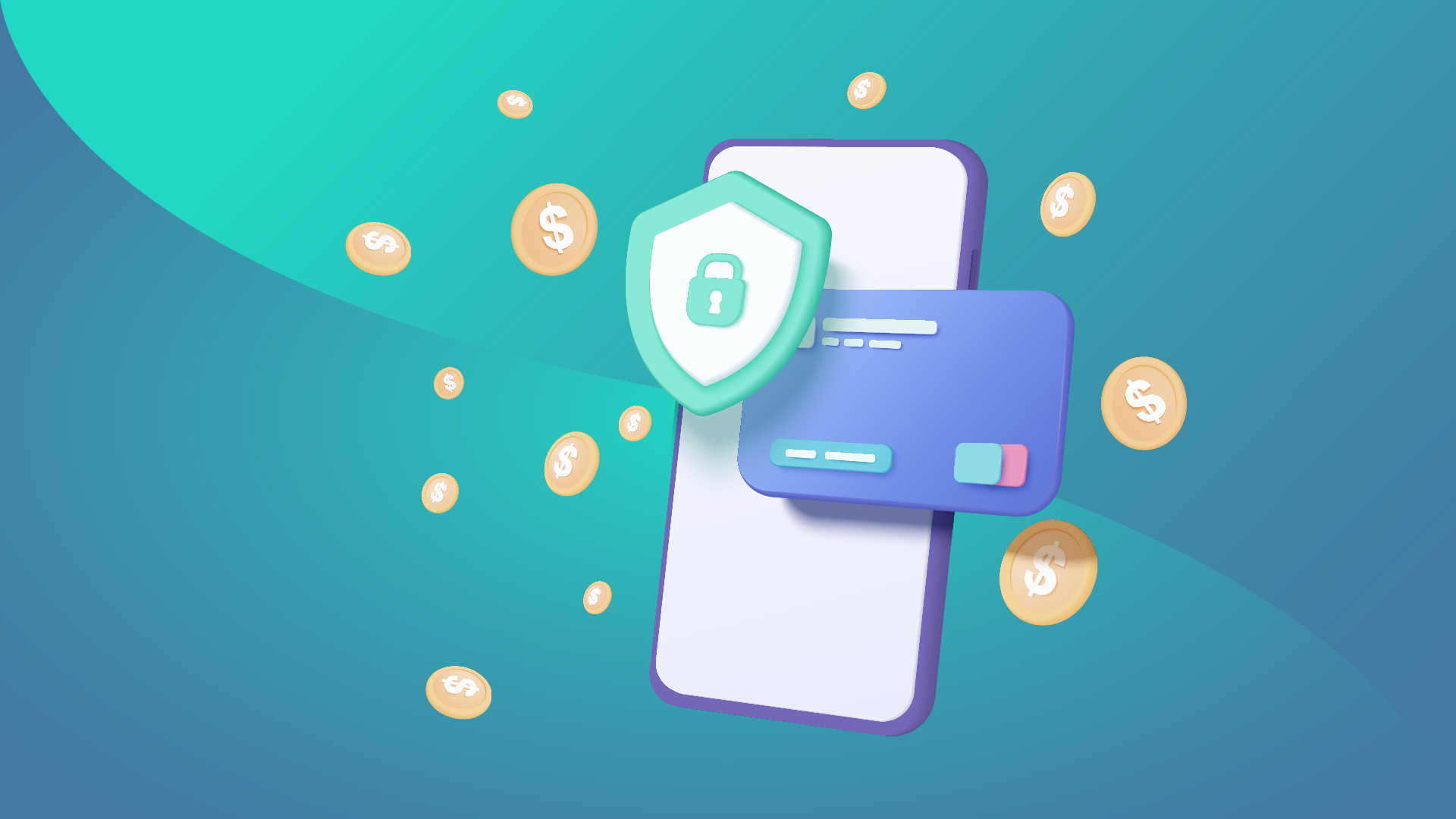 Illustration representing a mobile app with online banking security features