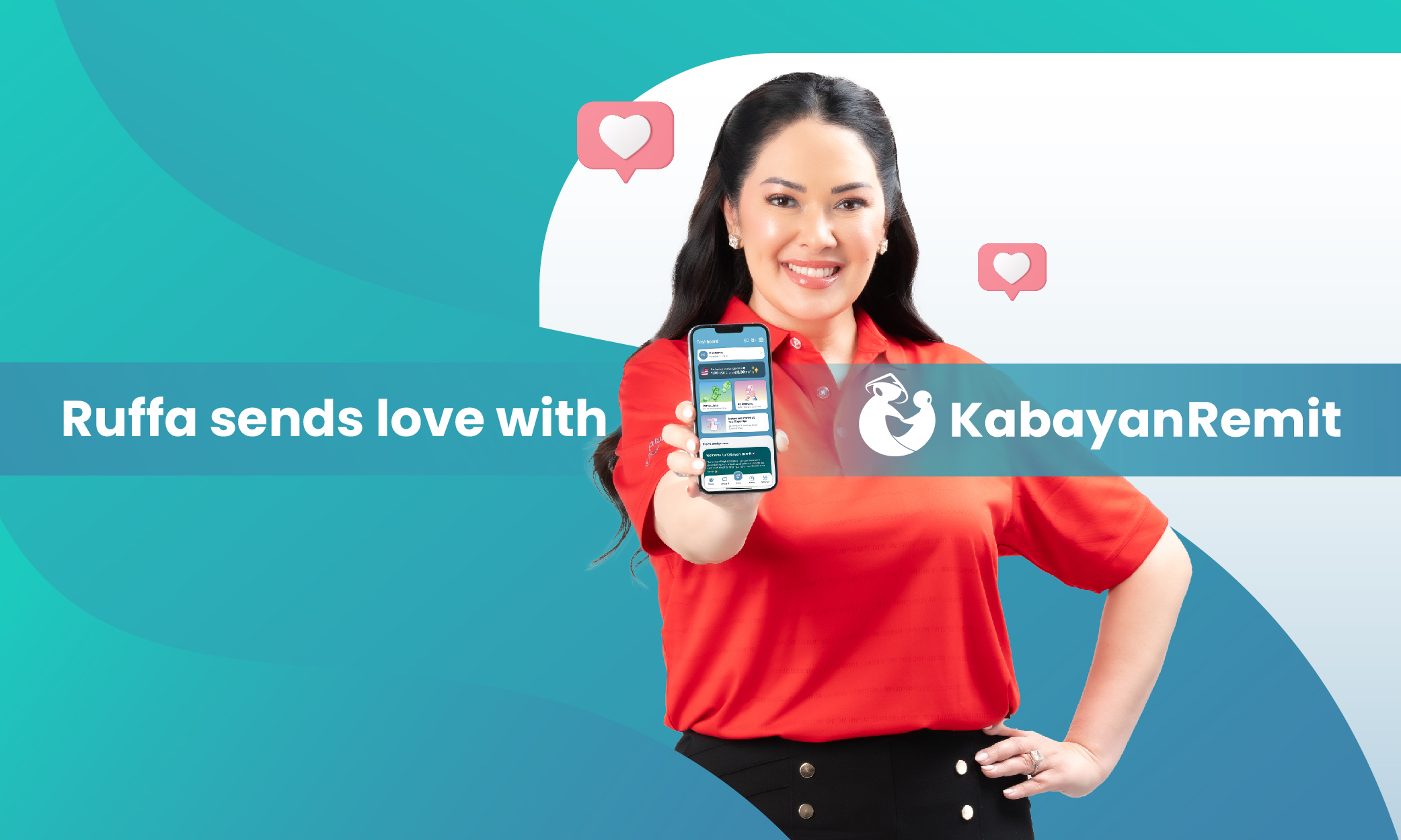 Ruffa showing a phone with the Kabayan Remit app