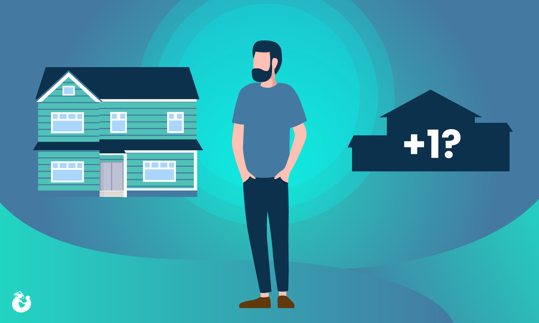 Illustration representing a homeowner contemplating getting another home