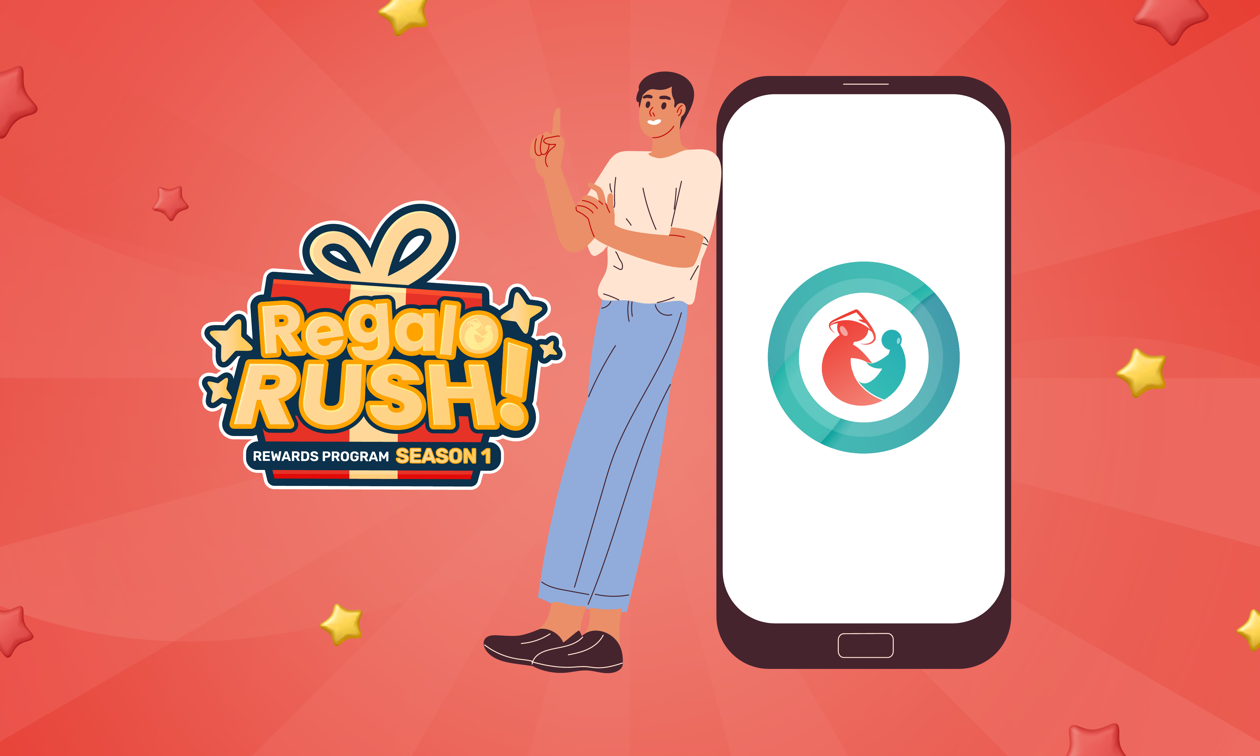 Regalo Rush logo and a mobile phone with the Kabayan Remit icon