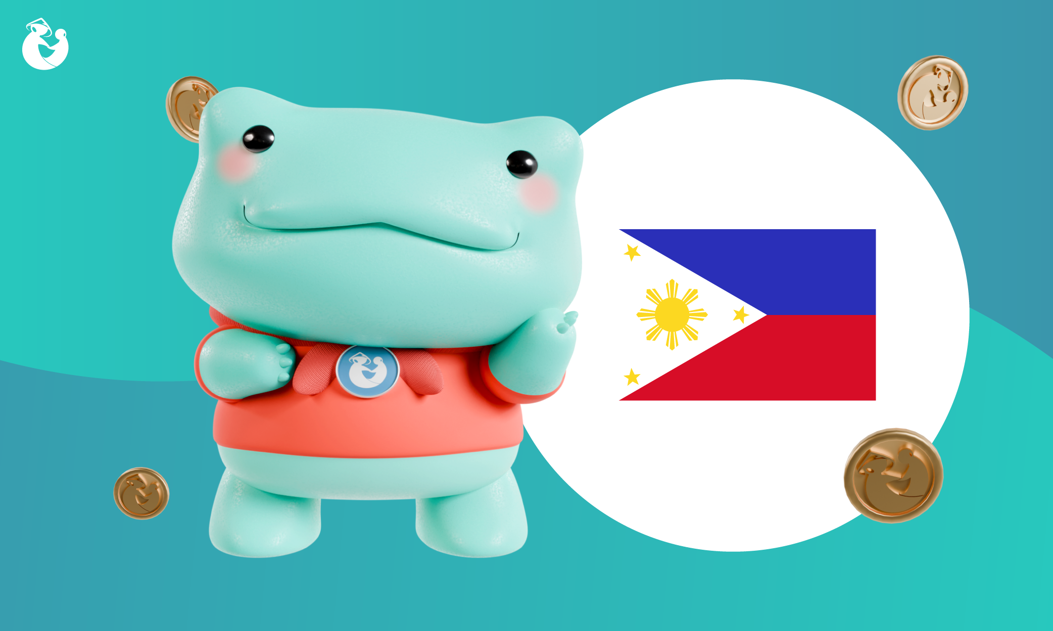 Remie beside the Philippine flag.