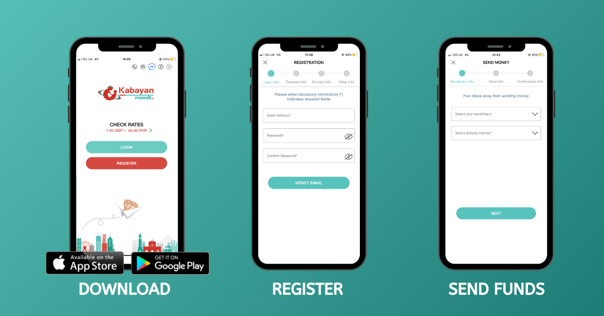Send Money with Kabayan Remit Mobile App 3 steps on how to send money with the Kabayan Remit mobile app.