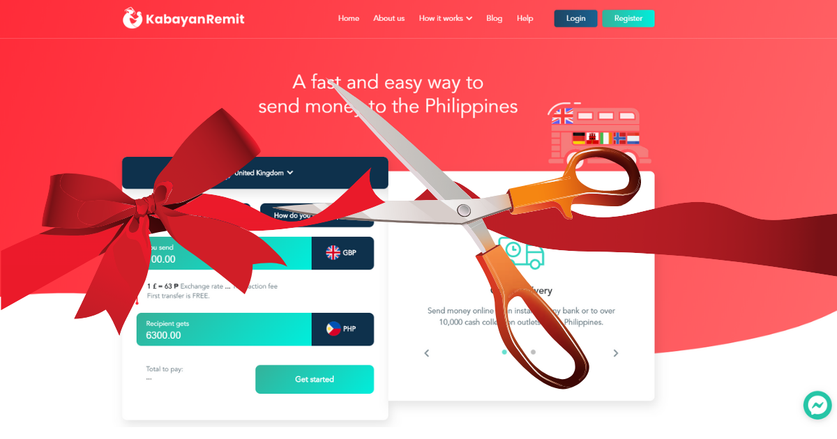 Ribbon cutting illustration of Kabayan Remit website launch